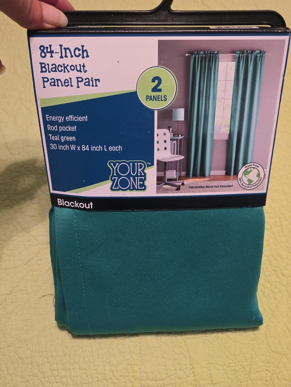 Teal Green Blackout Curtain Panel Pair - 84-Inch